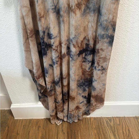 Tie Dye Brown and Blue Maxi Long Sleeved Thermal Dress - Picture 5 of 5